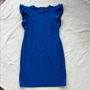 Chaps Royal Blue Ruffle Sleeve Sheath Dress | Size 14